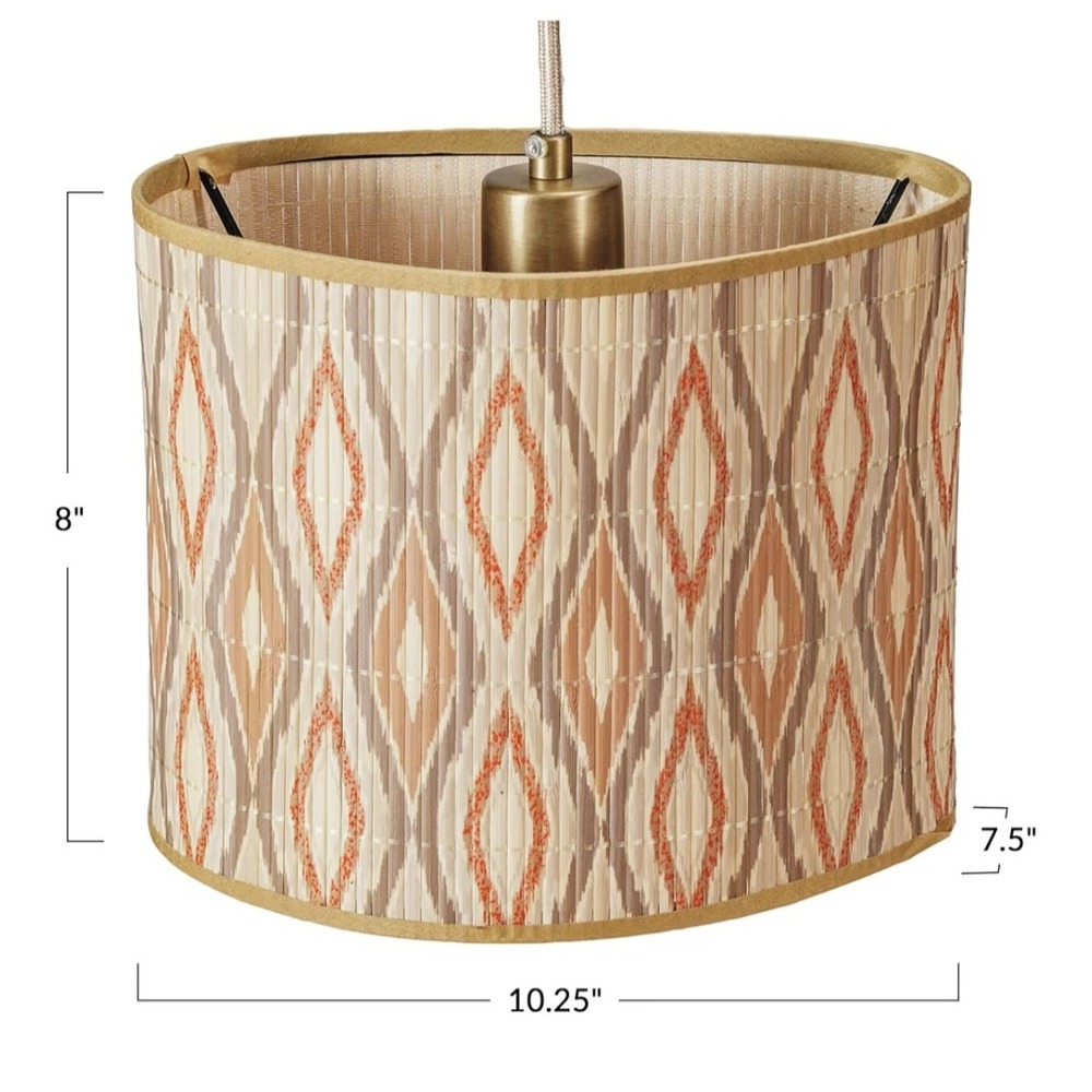 Bloomingville Bamboo Organic Shaped Pendant Lamp‎ MCM Retro Boho New - Picture 3 of 5